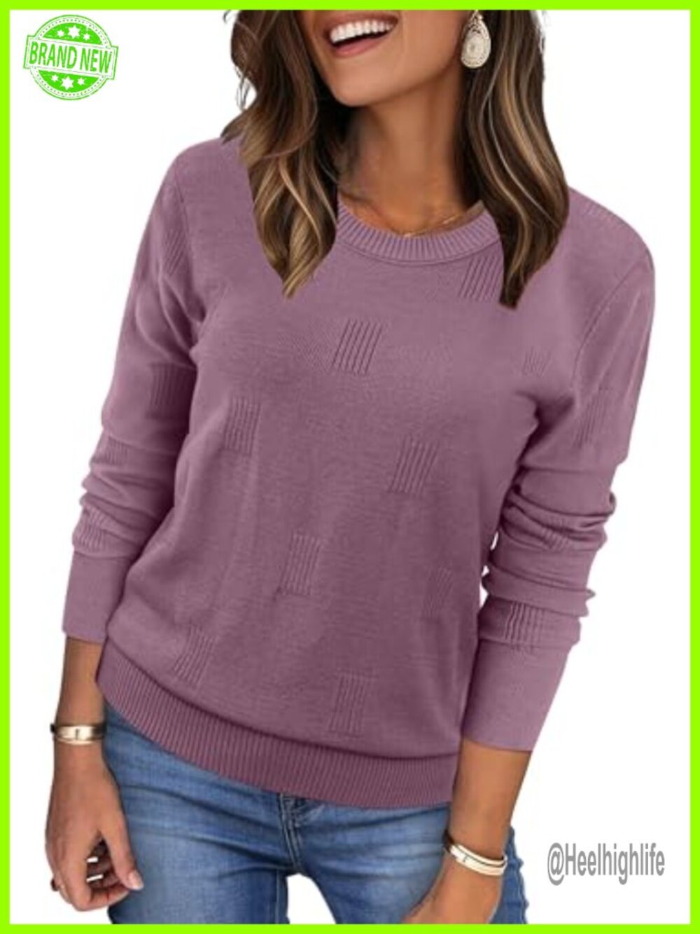 Womens Lightweight Knit Pullover Sweater Crew Neck Long Sleeve Layering Top